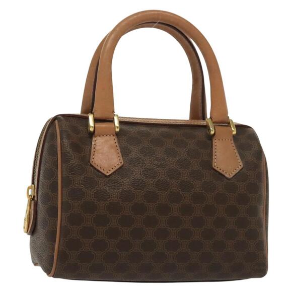 CELINE Macadam Canvas Mini Hand Bag Pvc Leather Brown Gold - Picture 1 of 12